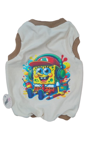 لباس پت کرم رنگ پتسا طرح باب اسفنجی فانتزی