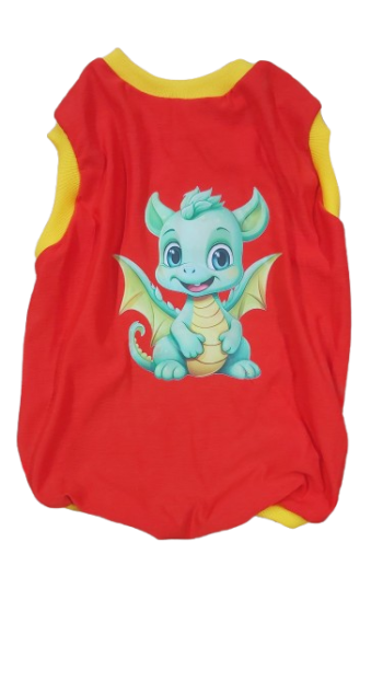 لباس پت نخی قرمز طرح اژدهای بامزه