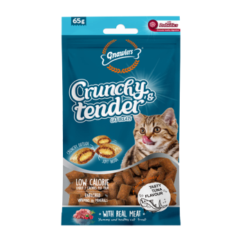 تشویقی گربه پره بیوتیک دار گناولرز نوتری مغزدار با طعم ماهی تن Gnawlers Crunchy Cat Treat With Tuna وزن 65 گرم