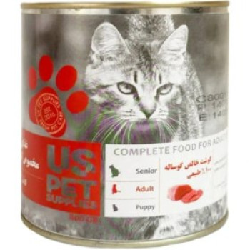 کنسرو گربه بالغ یو اس پت طعم گوشت 800 گرم